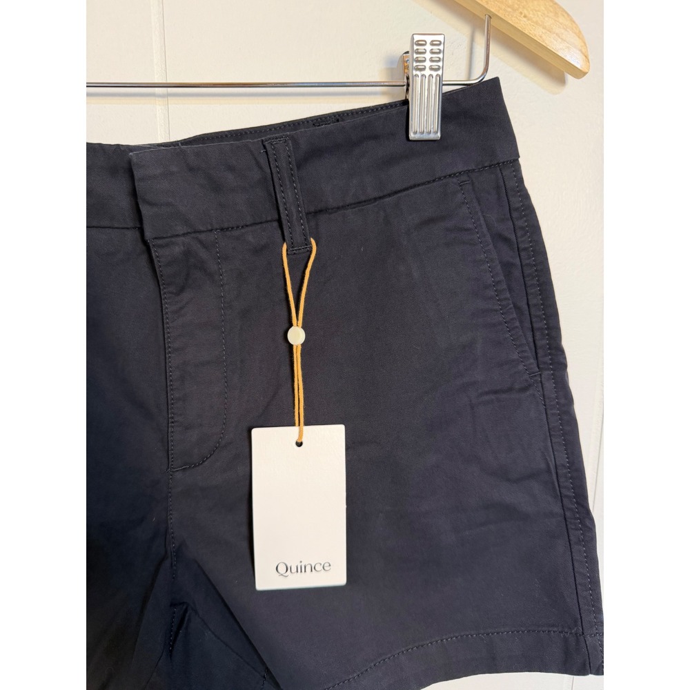 Preppy Quiet Luxury Quince Chino Shorts 2 Navy Cotton Mid Rise Summer Minimalist - Picture 2 of 8